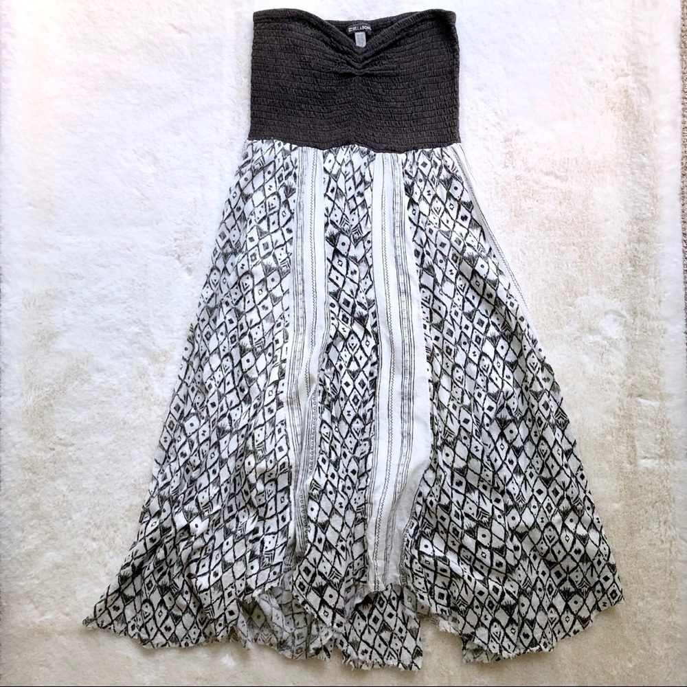 Billabong Cream & Brown Strapless Midi Dress